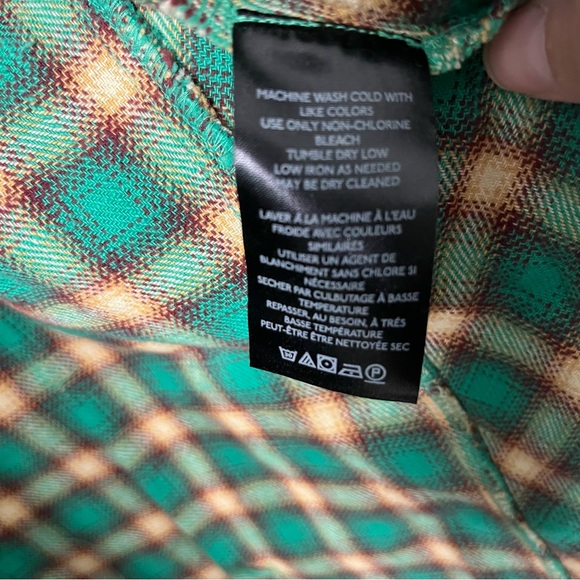 NWT XL BDG green flannel plaid Shacket/shirt with raw seam/hemline - Picture 10 of 16
